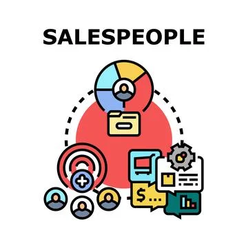 Salespeople concept managing client relationship and sales process Stock Illustration