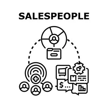 Salespeople concept managing client relationship and sales process 스톡 일러스트