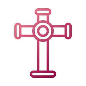 Salib icon gradient white red colour easter symbol illustration. Stock Illustration