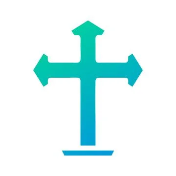 Salib icon solid gradient green blue colour easter symbol illustration. 스톡 일러스트