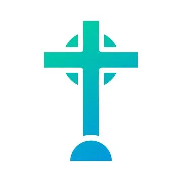 Salib icon solid gradient green blue colour easter symbol illustration. Stock Illustration