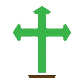 Salib icon solid green brown colour easter symbol illustration. Stock Illustration