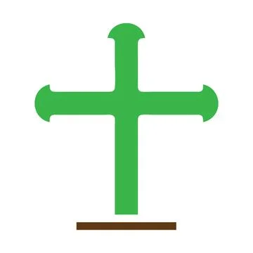 Salib icon solid green brown colour easter symbol illustration. Stock Illustration