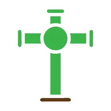 Salib icon solid green brown colour easter symbol illustration. Stock Illustration