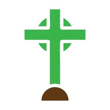 Salib icon solid green brown colour easter symbol illustration. Stock Illustration