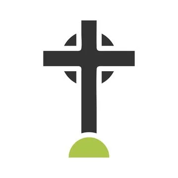 Salib icon solid green grey colour easter symbol illustration. Stock Illustration