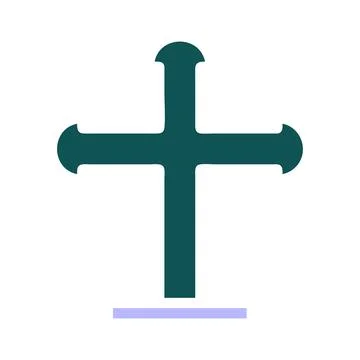 Salib icon solid green purple colour easter symbol illustration. Stock Illustration