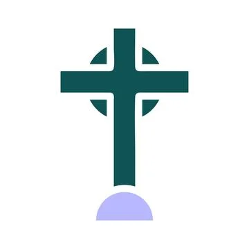 Salib icon solid green purple colour easter symbol illustration. 库存插图