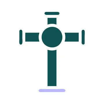 Salib icon solid green purple colour easter symbol illustration. 스톡 일러스트
