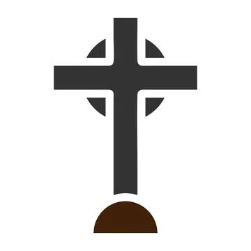 Salib icon solid grey brown colour easter symbol illustration. Illustrazione stock