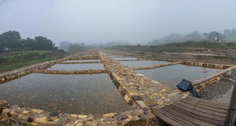 The Salinas de Iptuci, an operating 3000 year old Roman salt farm Stock Photos