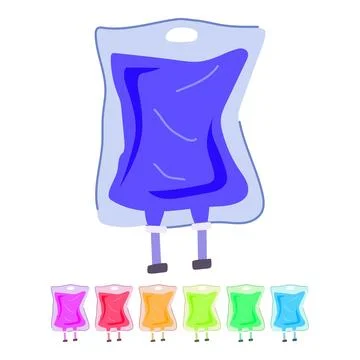 Saline iv fluid bag vector cartoon graphic Stock Illustration