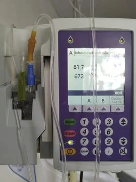 Saline machine close up shot Stock Photos
