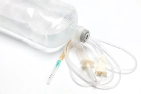 Saline solution set air-vent white background Stock Photos