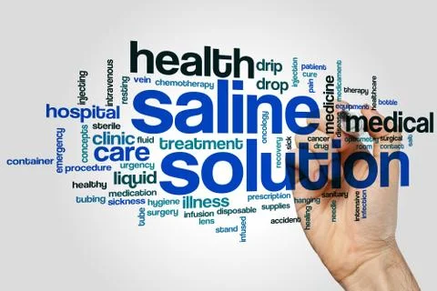 Saline solution word cloud Stock Photos