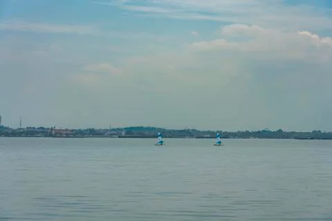 Saling in the river Stock Photos