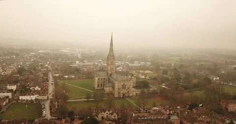 Salisbury Catheral - Drone - 4K Stock Footage 99045352