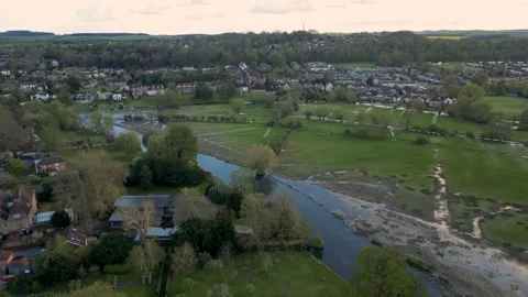 Salisbury flying over park river avon Stock Footage 280434161