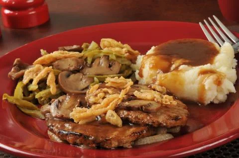 Salisbury steak and mashed potatoes Stock Photos