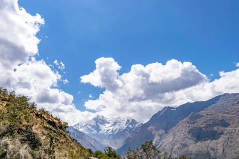 Salkantay mountain trek path in peruvian andes Stock Photos