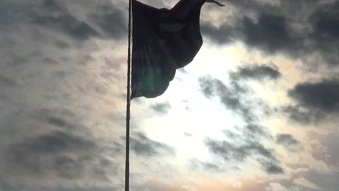 SALMINI - 08042302 - AMERICAN FLAG WAVES WITH SUN BEHIND FLAG Video stock 247332171