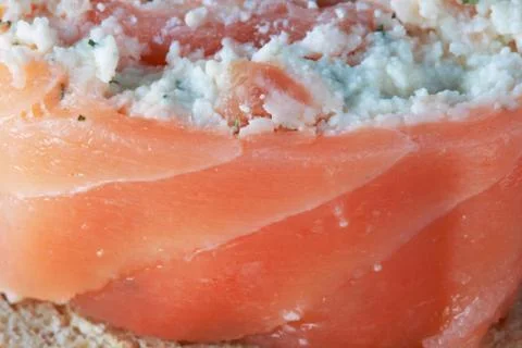 Salmon and cheese appetizer macro Stock Photos