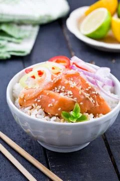 Salmon And Vegetables Stock Photos