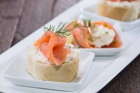 Salmon appetizers Stock Photos