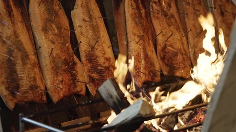 Salmon barbecue Video stock 85102799