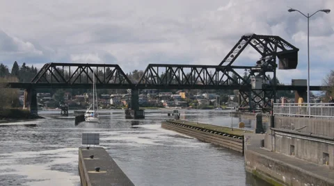 Salmon Bay Bridge MS Stock Footage 39136837