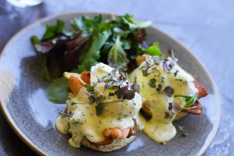 Salmon Benedict Breakfast Stock Photos
