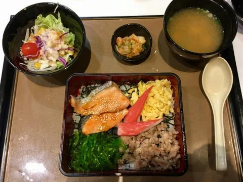 Salmon bento set Foto stock