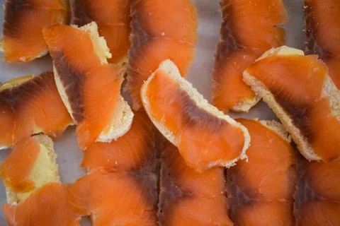 Salmon on bread Stock Photos