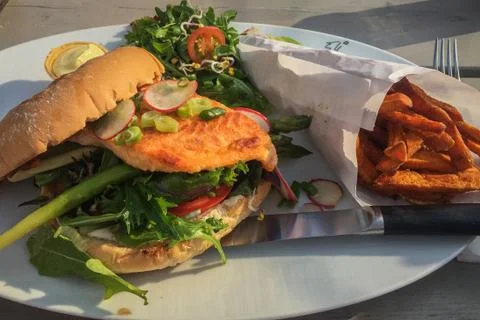Salmon Burger Stock Photos