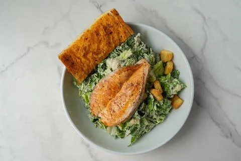 Salmon Caesar salad Stock Photos