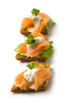 Salmon canape Stock Photos