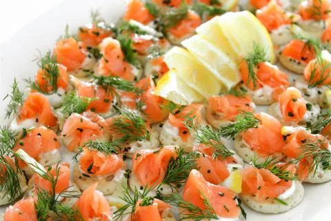 Salmon canapes Foto stock