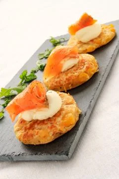 Salmon canapes Stock Photos