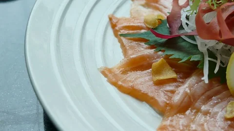 Salmon carpaccio Stock Footage 75776983