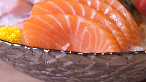 Salmon close up, tilt shot Stock Footage 127749743