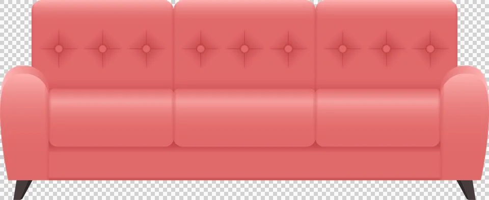 A salmon-colored, button-tufted sofa offers comfortable seating. Perfect fo.. Stock Illustration