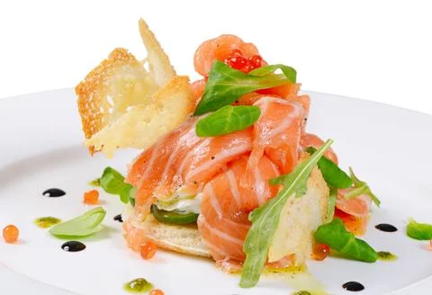 The salmon with cream cheese closeup Stock Photos