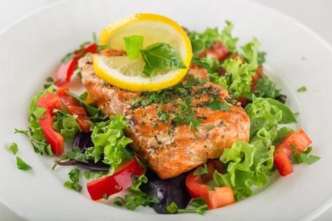 Salmon Dinner Stock Photos