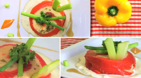 Salmon Dish Composite HD Stock Footage 40714966