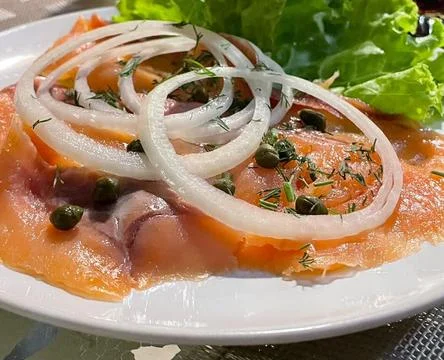 Salmon on dish Stock Photos