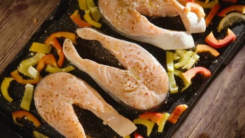 Salmon fillet on the grill Video stock 72715991
