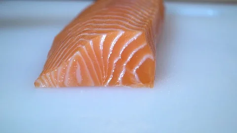 Salmon fillet sashimi Stock Footage 128609609