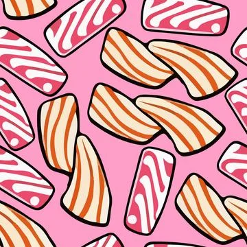 Salmon fillet texture, fish pattern. Vector background with stripes salmon Stock Illustration