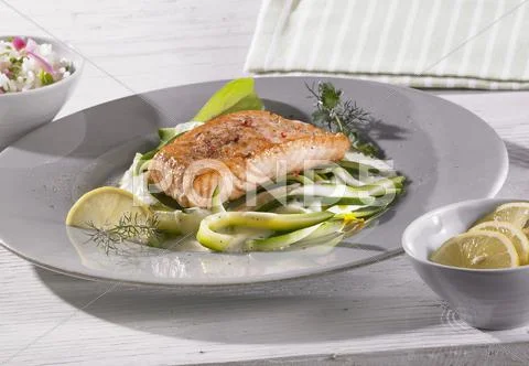 Salmon Fillets On Courgette Pasta