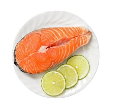 Salmon fish and lime Stock Photos